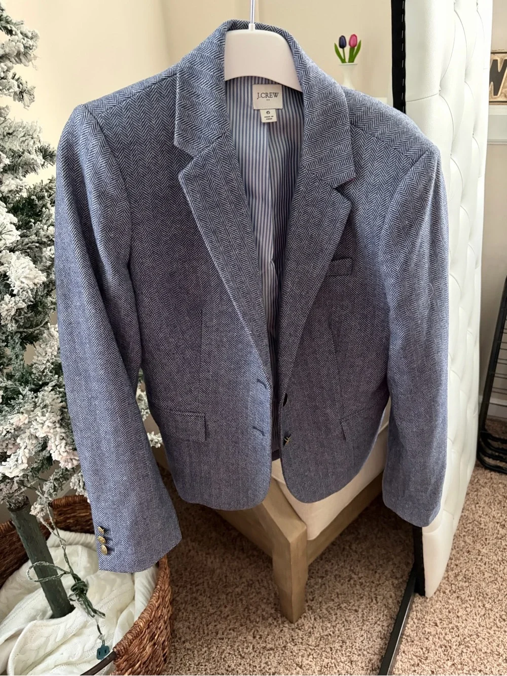 J.Crew Women’s Herringbone Blazer in Light Blue